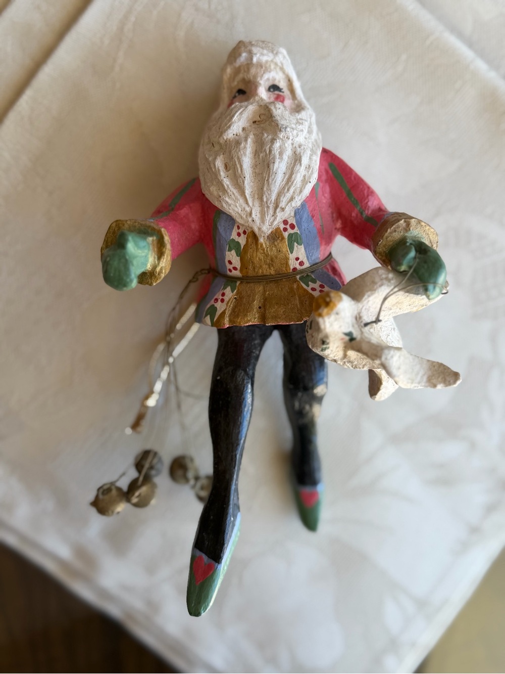 ๐ Vintage House of Hatten Santa Claus Christmas Ornament with Bird & Bells
